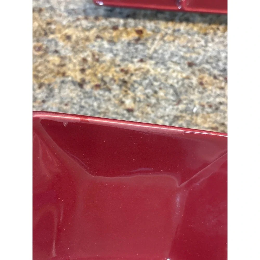 Chantal Burgundy Red Ceramic Party Plates Set of 4 Rectangular Divided 91-FP17/4